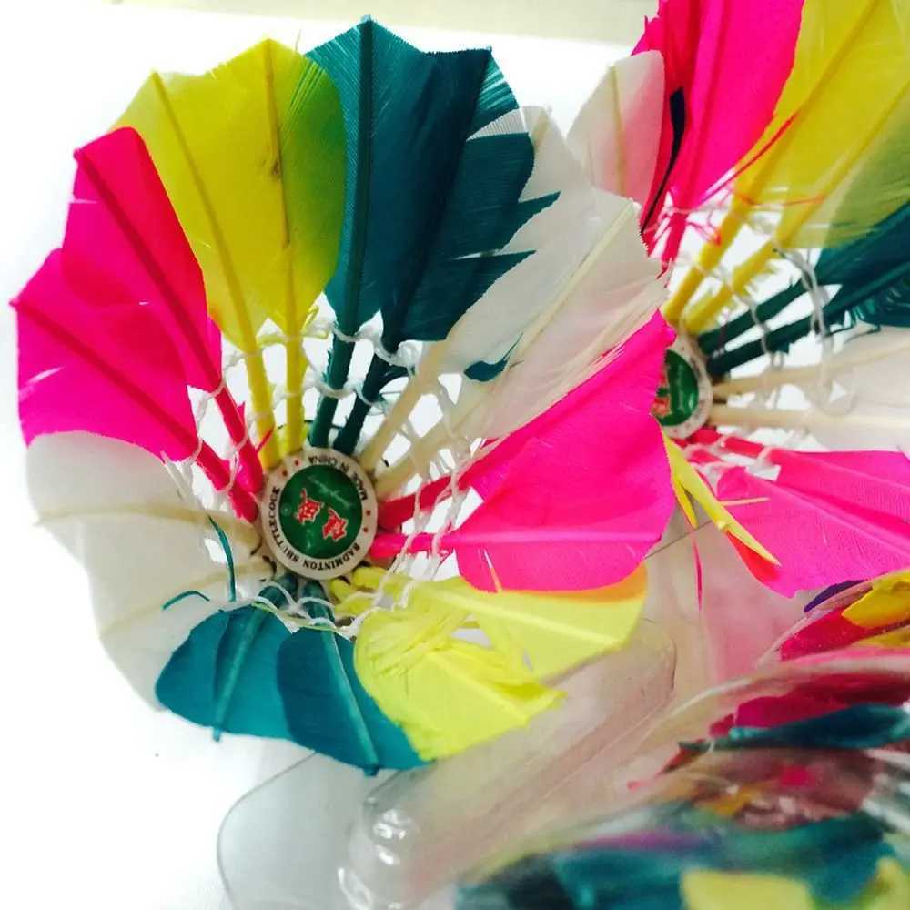 3PCS Colorful Shuttlecock Feather Badminton Shuttlecock Ball Badminton Training Supplies Stable Windproof Badminton Accessoires Y240912