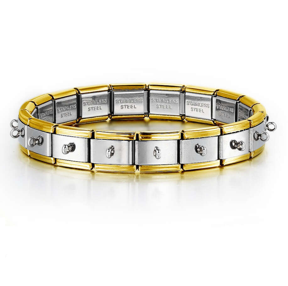 Hook Functional Italian Module Bracelet Square Elastic Splicing Titanium Steel Strap Italian Charm Links Stainless Steel Fit 9mm Bracelet Making DIY J