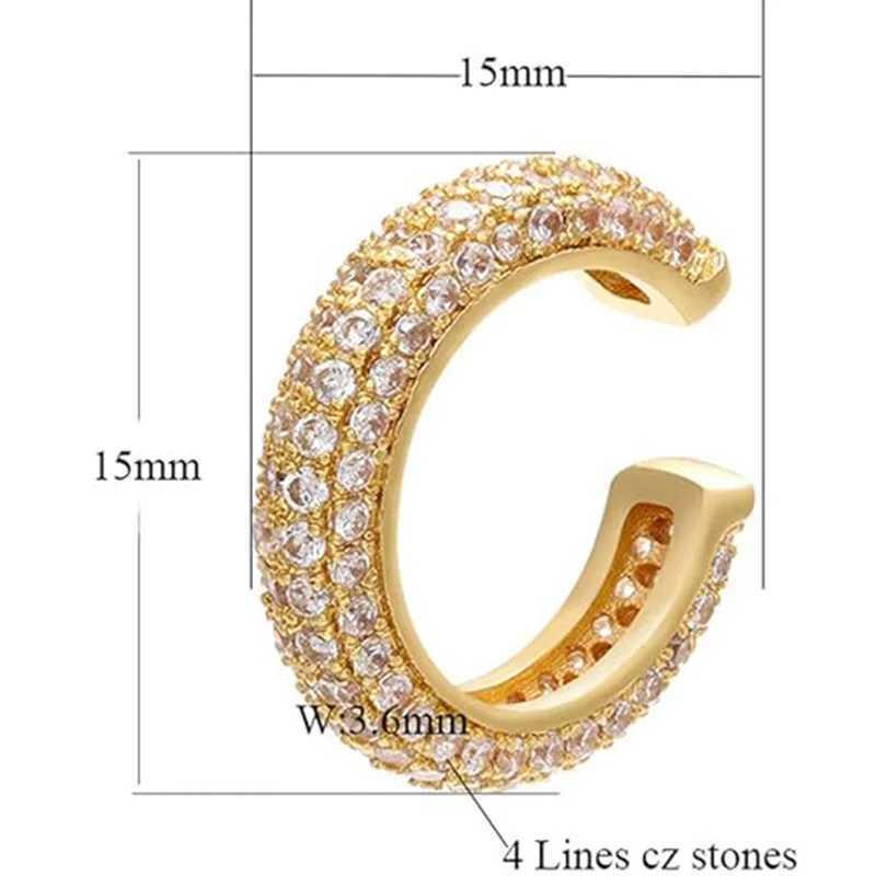 Cubic Zirconia Sparkling C Huggie Ear Cuff Earrings 2024 Trend for Women 14K Gold Plated Hoop Clip on Cartilage EarringX240913
