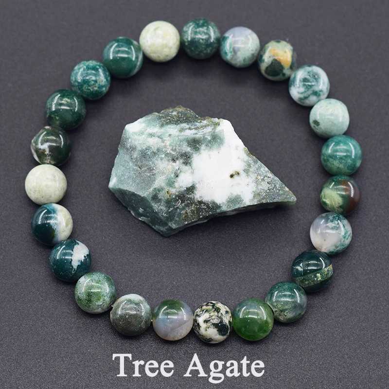 Real Tree Pattern Agate Bead Bracelet for Women Genuine Natural Moss Agate Bracelet for Men Energy Stone Treatment Moisturizing W240913