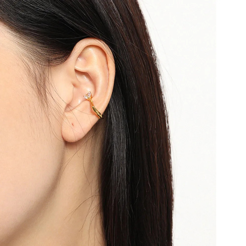 ANDYWEN 925 sterling silver zircon earrings with perforated cuffs and ear muffs womens perforated pendants jewelry gifts 240913