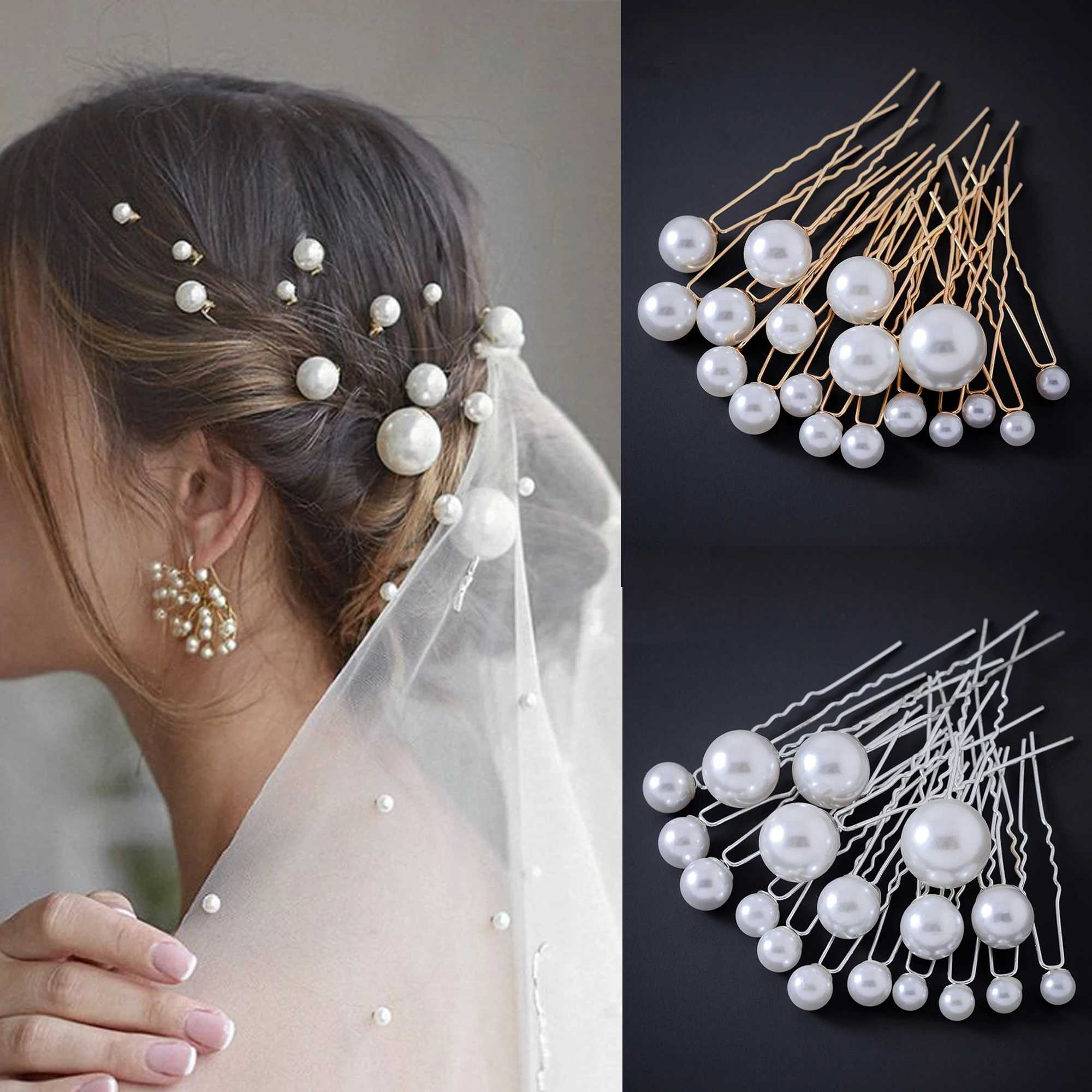 Fashion Metal U Shape Pearl Hairpin Clips Wedding Bridal Updo Ornaments Ancient Costume Modeling Hair Jewelry Accessories GiftsX240913