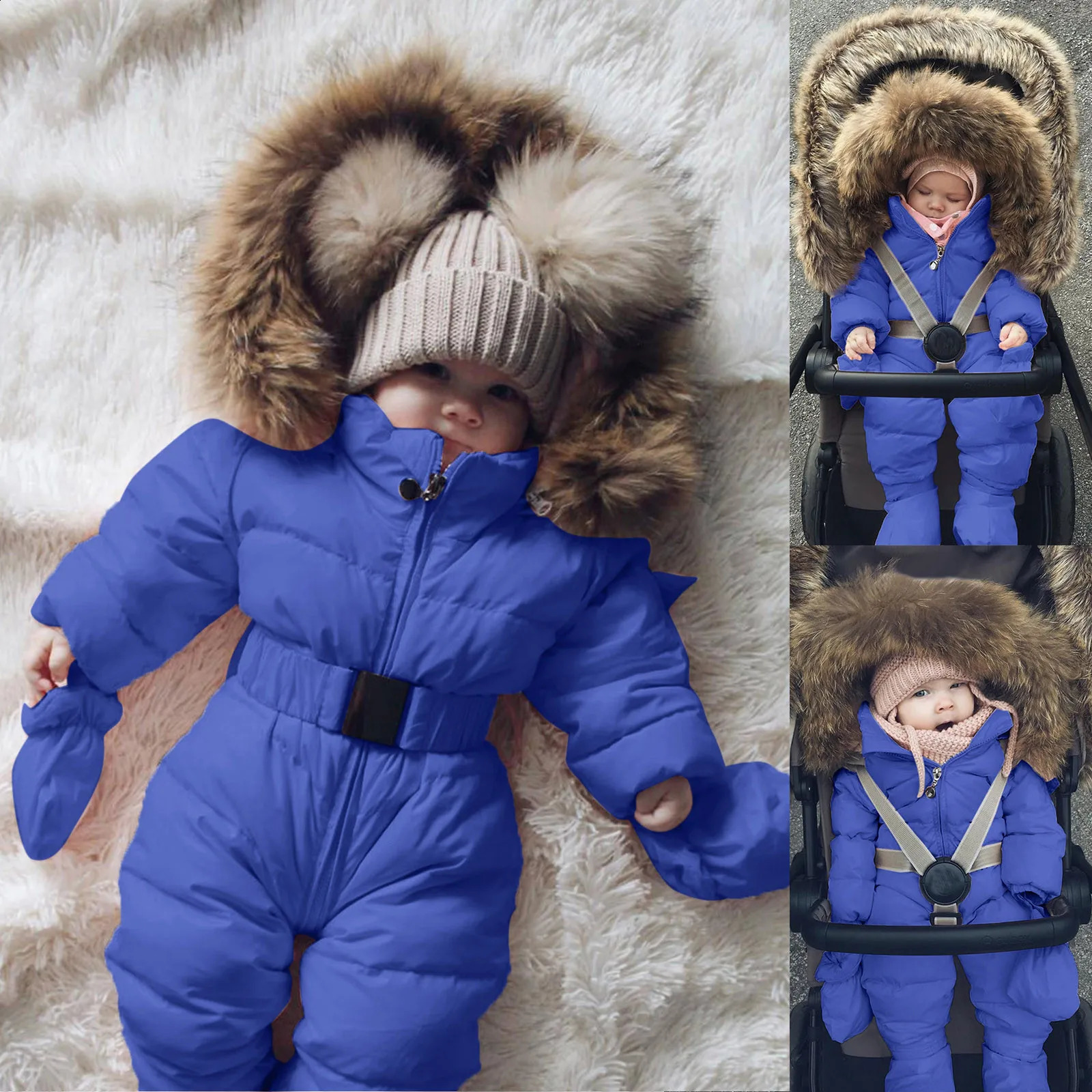 Boys Snow Bib Size 9 Infant Baby Girls Boys Romper Suit Warm Hooded Snowsuit Jumpsuit Down Coat Romper Young Adult Snow Suits 240904
