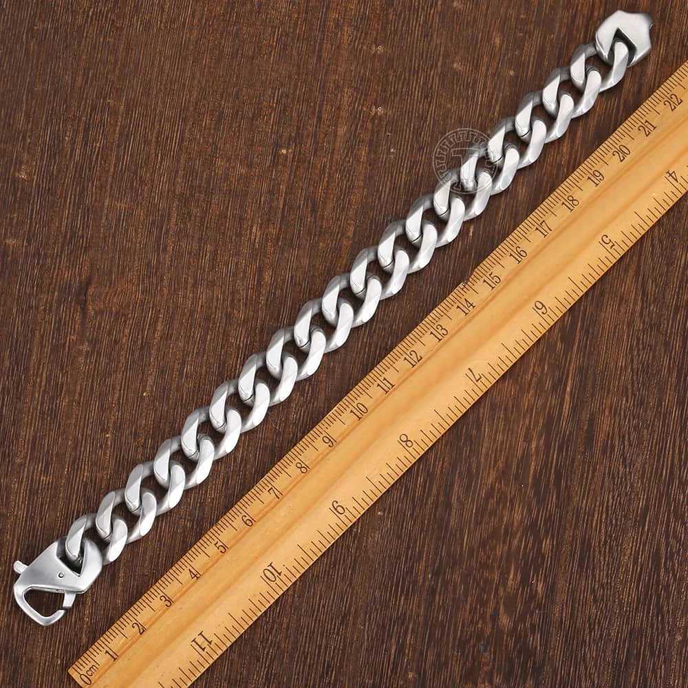 Davieslee Matte Polished Mens Bracelet Curb Cuban Link Chain 316L Stainless Steel Bracelet 15 mm DHBM109X240913