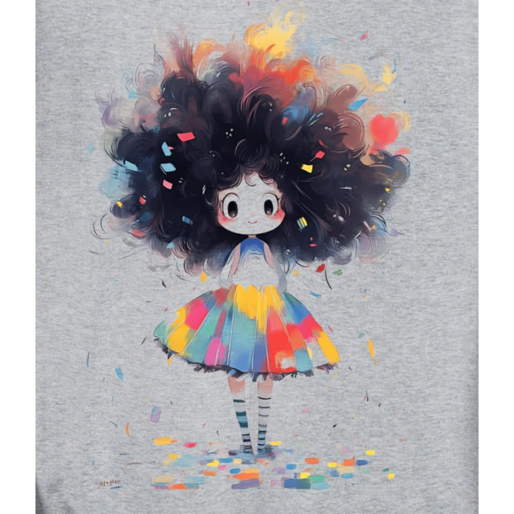 Long Sleeve Shirts for Men sweatshirt Curly Hair Care Cute Girl Rainbow Outfit Big Hair Sweatshirt Tee Streetwear Casual tops clothes