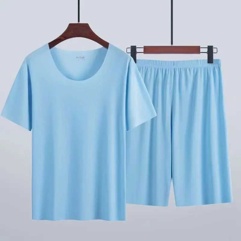 2pcs/Set Mens Pajamas Homewear Short-Sleeved T-Shirt Mens Sports And Leisure Loose Shorts Short-Sleeved Suit Large Size 4x Boy Y240913