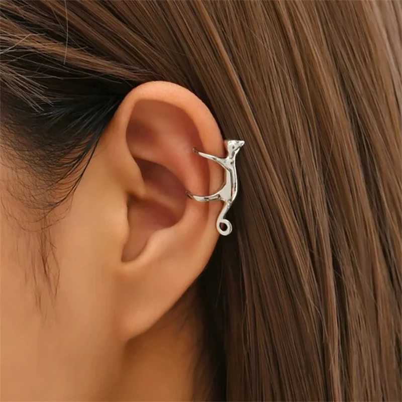 Unique Design Cat Clip Earrings for Women Men Funny Cute Animal Ear Cuff Earring Cool Hip-hop Fashion Jewelry No Piercing GiftsX240913