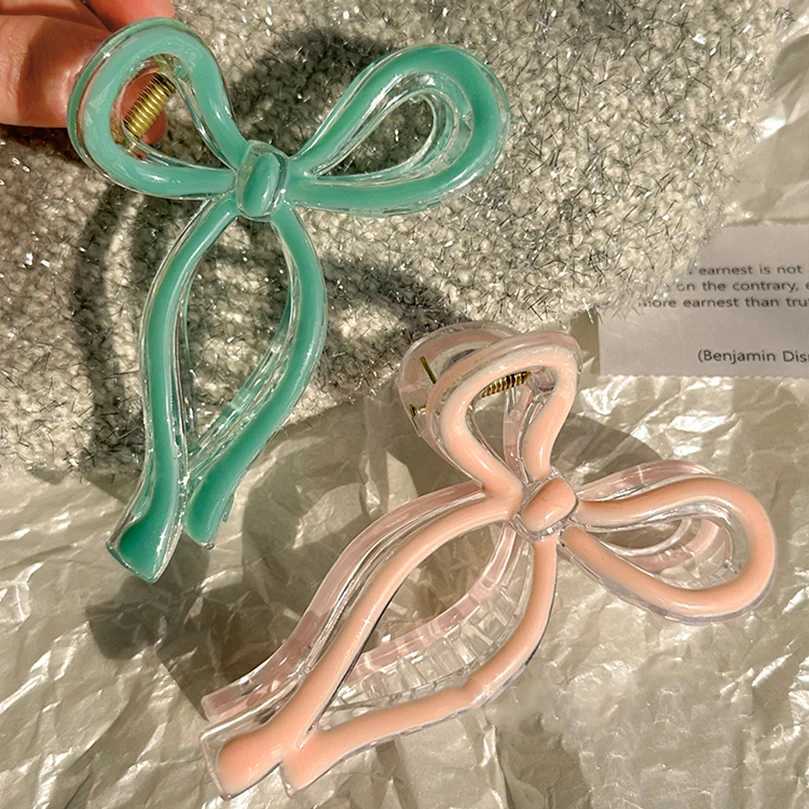 AWAYTR Bow Large Hair Claw Crab Ponytail Hair Accessories for Women Acrylic Bowknot Hair Clips Hairpins Girls Barrettes HeadbandX240912