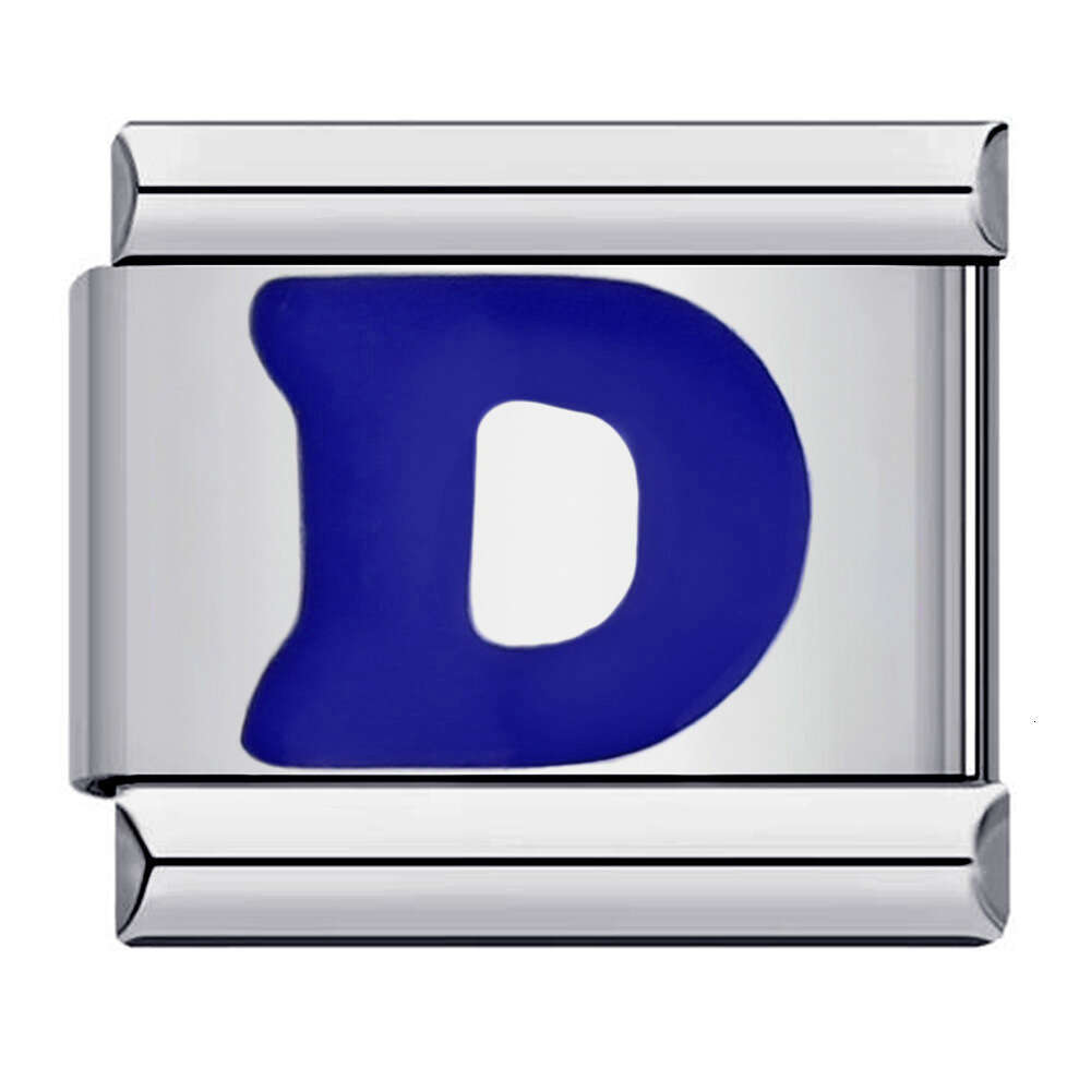 New Titanium Steel Blue English Letter DIY Beads Italian Charm Bracelet Italian Charm Links Stainless Steel Fit 9mm Bracelet Jewelry DIY Making Gifts