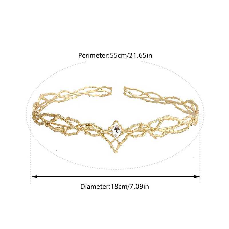 Movie King Round Elves Crown Tiara Women Waterdrop Zircon Headband Bridal Hair Accessories Gifts Jewelry Wedding HeadwearX240913