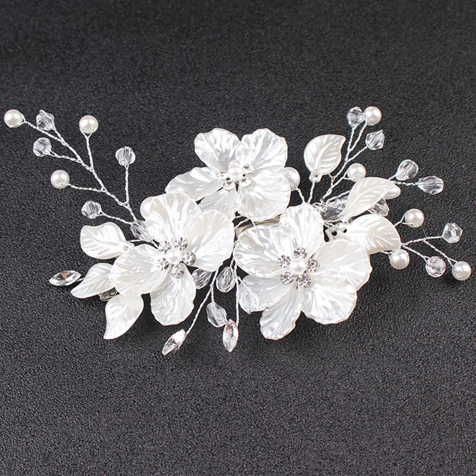 New Crystal Pearl Flower Hair Clip Floral Style Barrette Bride Hair Jewelry Bridesmaid Wedding Bridal Hair AccessoriesX240913