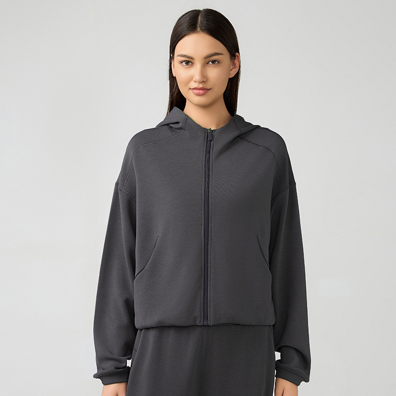 2025--Yoga Outfits Softstreme Hoodie Full Zip Women Autumn Winter Sports Sweater Loose Gym Jacket Fitness Short Plush Coat Sweatshirt