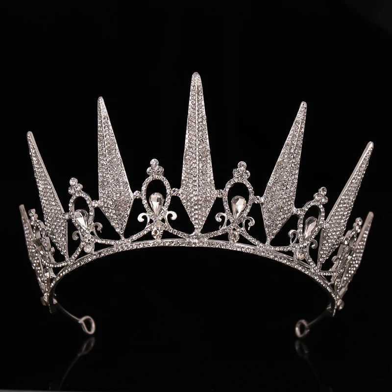 Wedding Crown Gold Silver Color Rhinestone Crystal Diadem Queen Crown Princess Tiaras Bridal Hair Jewelry Party Hair AccessoriesX240913