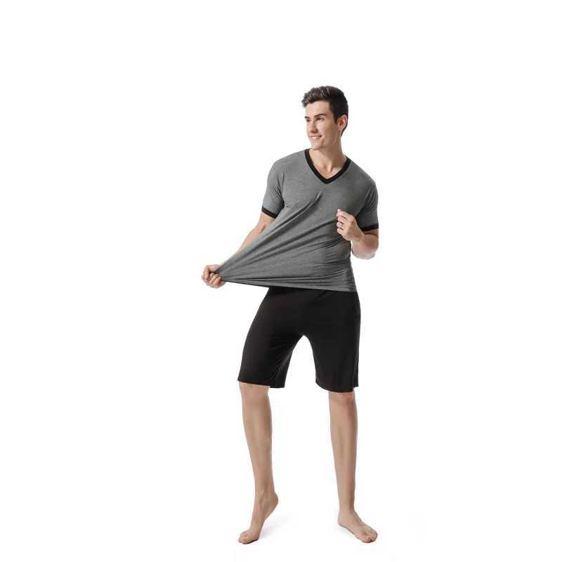 Modal Mens 2-Piece Summer Pajamas Homewear Short-Sleeved Shorts Set Of Fat Plus Size Loose Underwear Set Mens Pajama Set Y240913