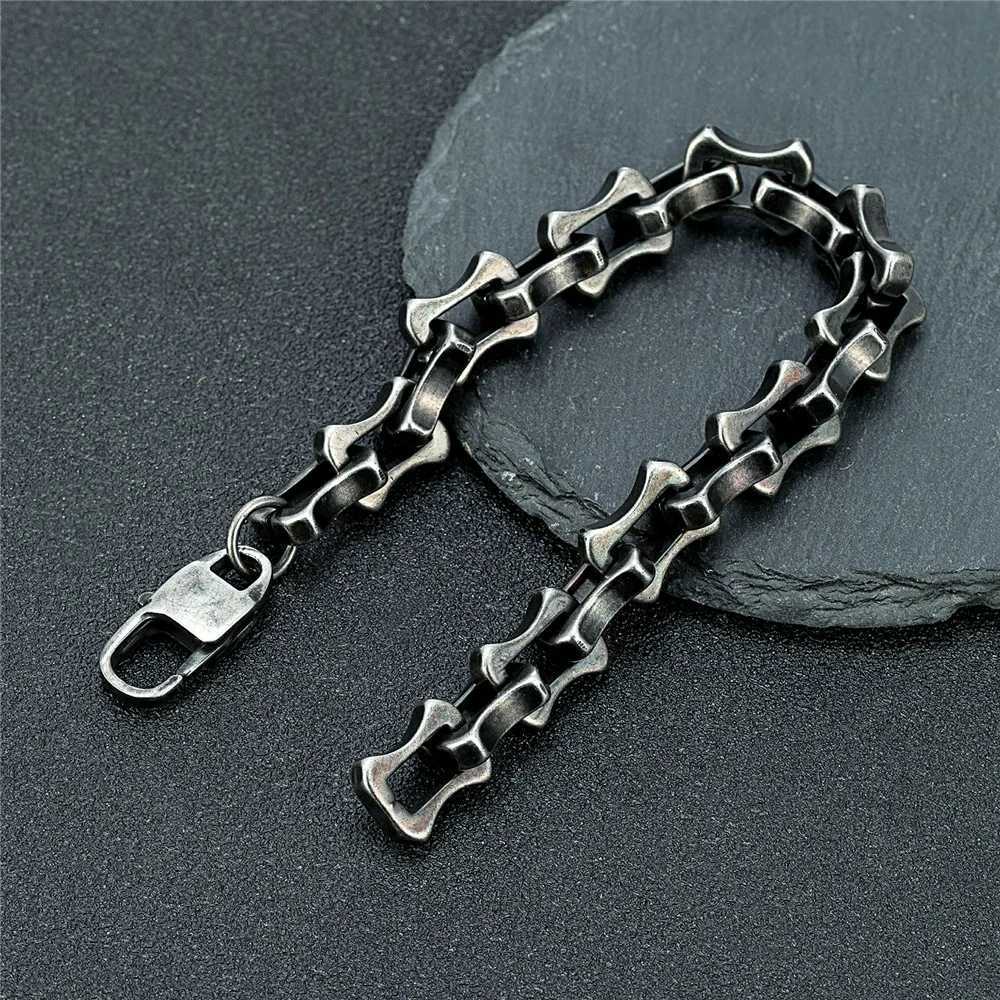 MKENDN Locomotive Vintage Oxidized Black Keel Chain Link Men Bracelet Punk Stainless Steel Motorcycle Bracelets Male JewelryX240913