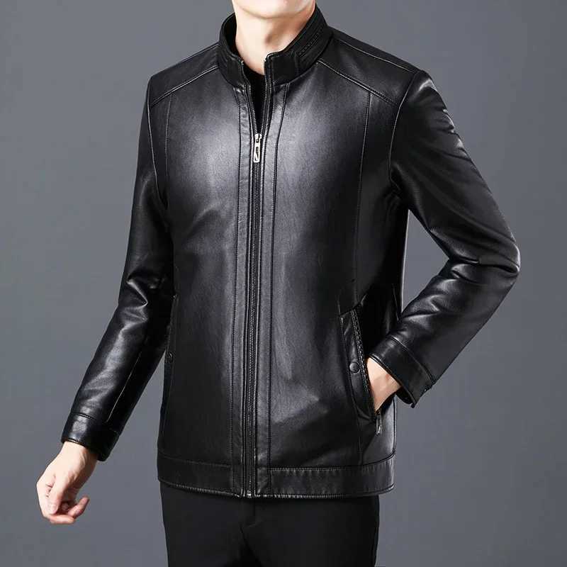 2023 Men Leather Suit Jacket Men Slim Fit Blazer Coat Men Fashion Leather Jacket Streetwear Casual Blazer Jacket Male OuterwearX240913