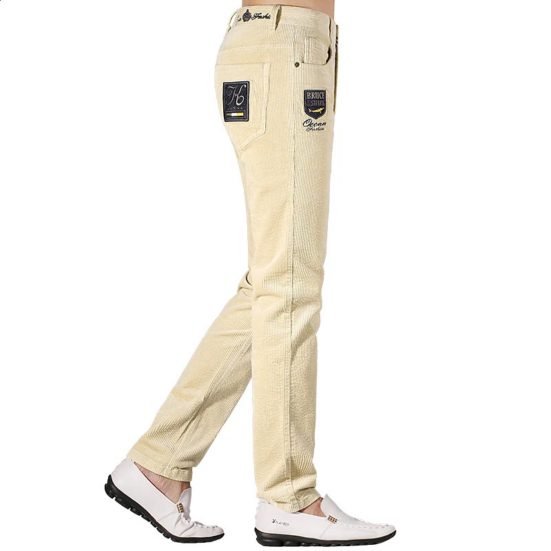 Winter Mens Blue Corduroy Trousers Comfortable Fashion Straight Stretch Mans Pants Heavy Cotton Top quality Big Size 40 240904