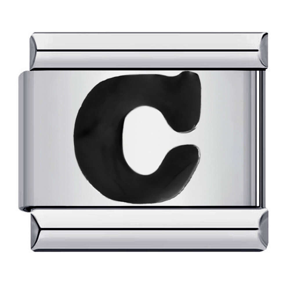 New Titanium Steel Black English Letter DIY Beads Italian Charm Bracelet Italian Charm Links Fit 9Mm Bracelet Jewelry DIY Making Gifts