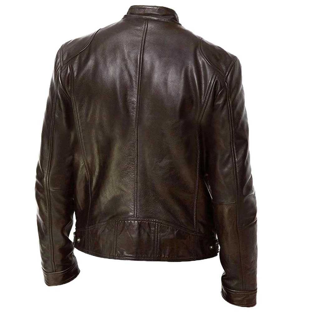 new 2022 Autumn Men Fashion Motorcycle Leather Jacket fit Coat Casual Zipper jacketX240913
