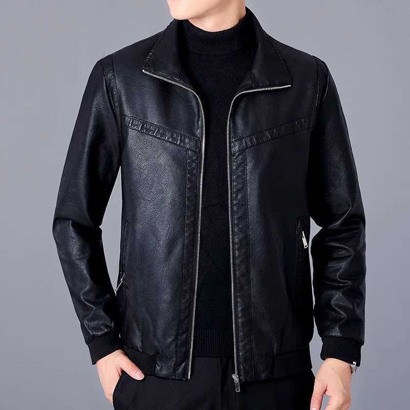 Spring Autumn Men Jacket Black Leather Coat Concise Young Man Bomber Jackets Zipper Leather Jacket for Men Plus Size M-5XL MY266X240913