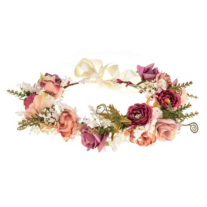 Dry Flower Headband Handmade Adjustable Garland Headband Flower Crown Garland Headgear Wedding Holiday PartyX240913