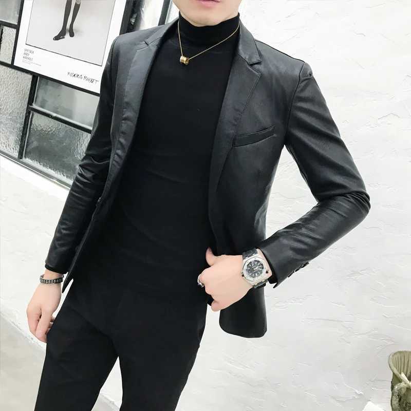 Mens Premium Brand Fashion Casual Leather Jacket/Male Slim Fit High Quality Leather Coats/Man Casual Clothes S-4XLX240913