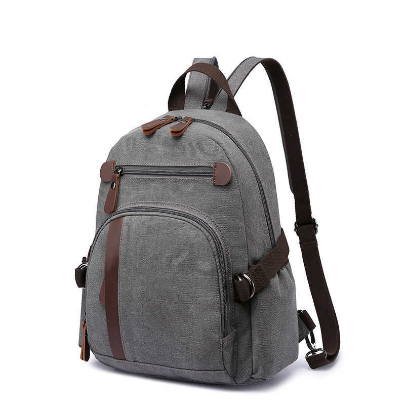 washed canvas backpack, fashionable casual street style backpack, travel small shoulder bag 240915