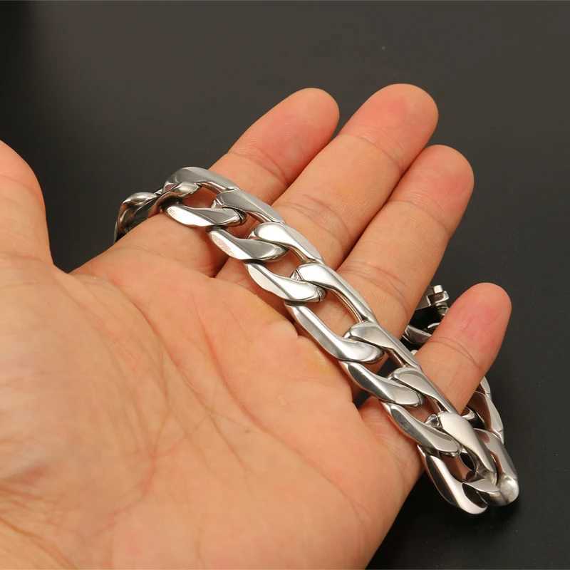 15mm Stainless Steel Cuban Link Chain for Men Women Silver Color Chain Bracelet Punk Rock Personalized Custom Men BraceletsX240913