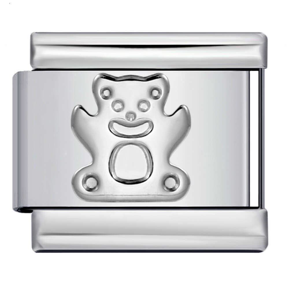 Titanium Convex Sier Stamping Pattern DIY Bead Bracelet Italian Charm Links Stainless Steel Fit 9Mm Jewelry Making Gifts