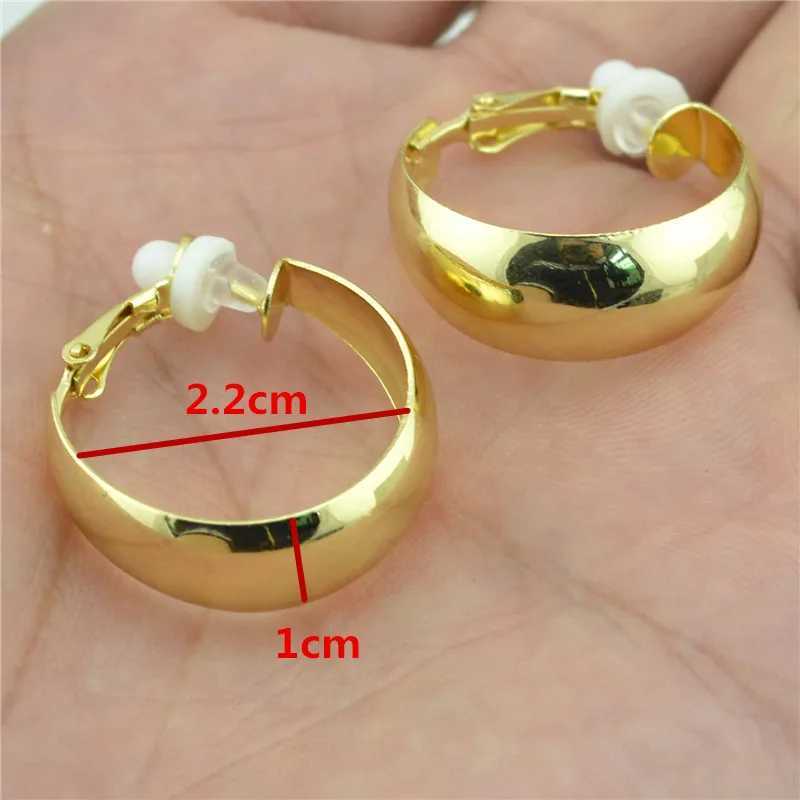 Clip On Earrings for Women Non Pierced Fashion Big Circle Rose Gold Silver Plating Exaggerated Personality Fine Ladies EaringsX240913