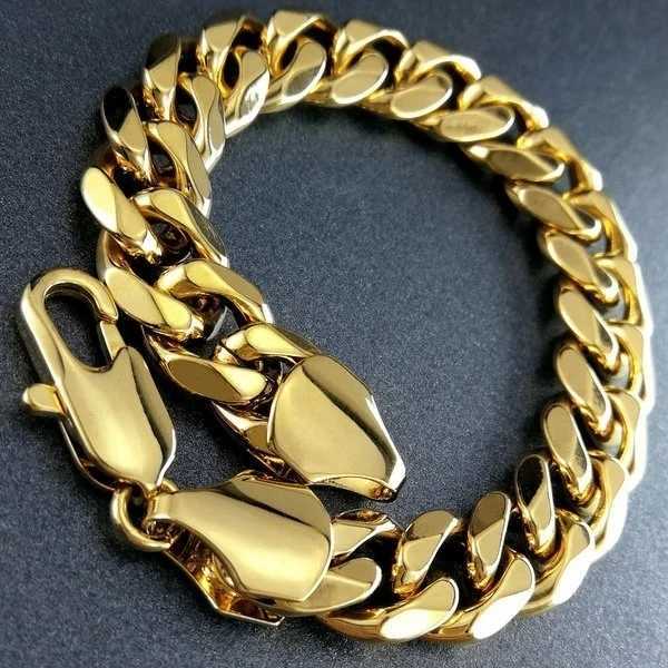 Mens Jewellery Domineering 8 Inches Stainless Steel Curb Cuban Link Chain Bracelets for Men Women Hip-hop Punk Party JewelryX240913
