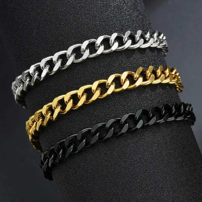 HNSP 3MM-15MM Thick Stainless Steel Cuban Chain Bracelet For Men Women Adjustable Size Trend Accessory Jewelry Hand ChainsX240913