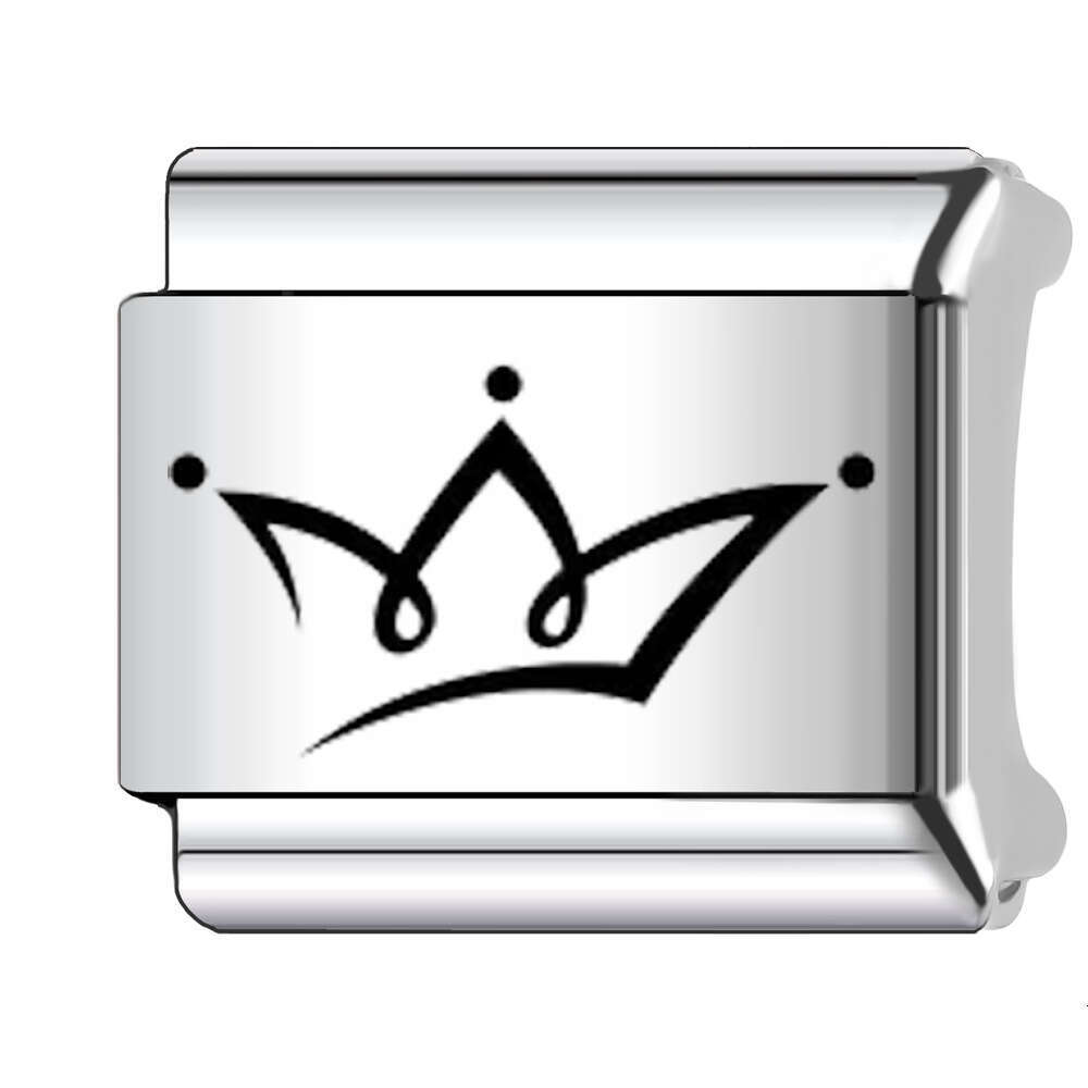 2024 New Women's Gift Cute Crown bead Italian Charms Links Beads Fit 9Mm Stainless Steel Bracelet Making Jewelry