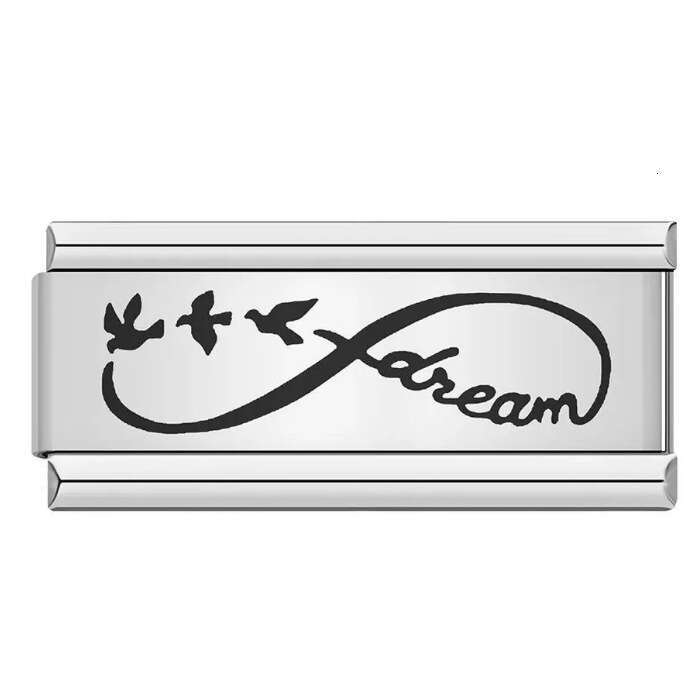 Long Titanium Steel Laser Engraved Pattern Module DIY Fashion Bracelet Italian Charms Charm Links Stainless Steel Fit 9Mm Bracelet Jewelry Making Gift