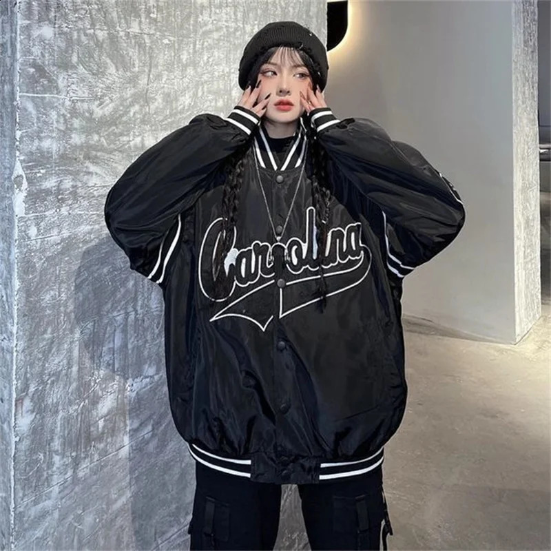 Harajuku Wind Female Coats Spring Autumn Preppy Letter Embroidery Loose Versatile BF Couple Baseball JacketsWomen Tops 240904