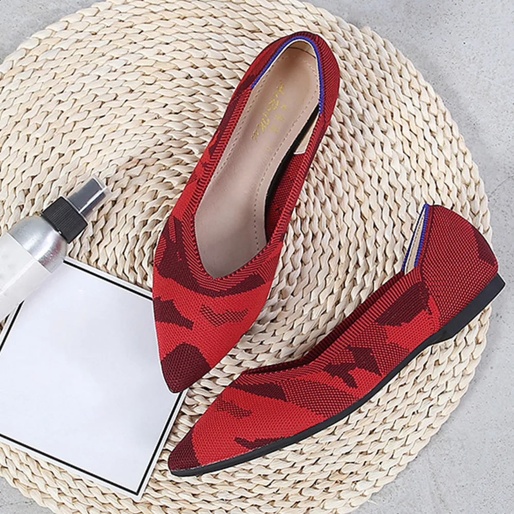 Women Slip-On Pointed Toe Ballet Flats Washable Knit Dress Shoes Comfortable for Dr Wedding Work Office 240904