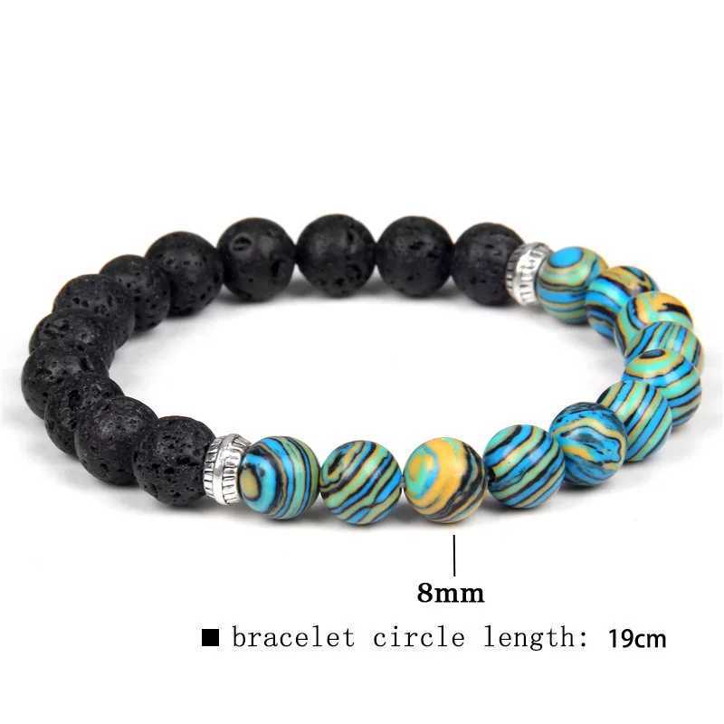 Buddhist Natural Lava Stone Bead Bracelet for Men 8mm Peacock Stone Bead Yoga Treatment Bracelet Prayer Lucky Jewelry Gift W240913