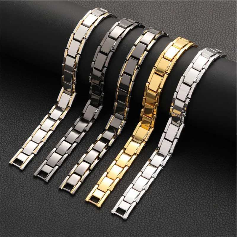 Luxury Mens Twisted Health Magnetic Bracelet Energy Therapy Women Mens Magnetic Hematite Titanium Steel Bracelet DetachableX240913