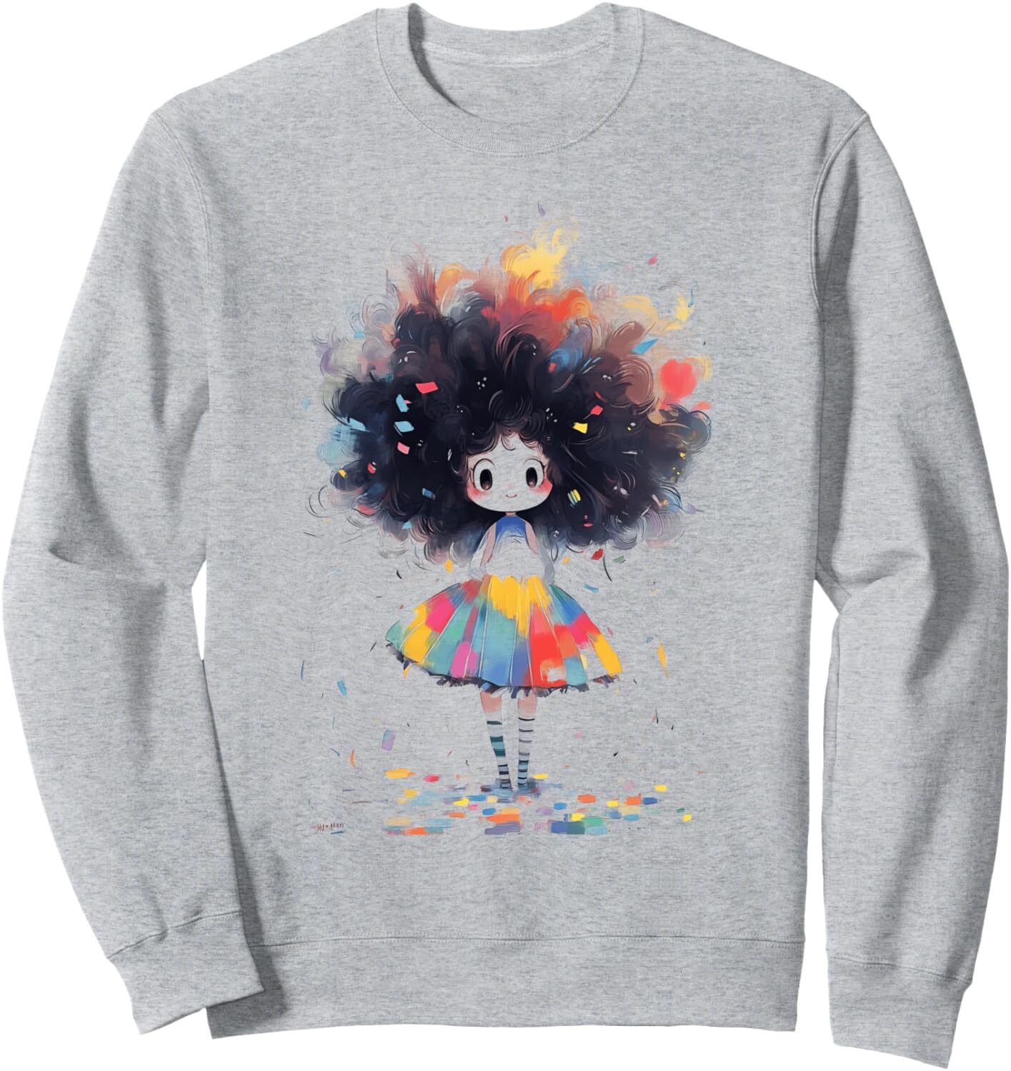 Long Sleeve Shirts for Men sweatshirt Curly Hair Care Cute Girl Rainbow Outfit Big Hair Sweatshirt Tee Streetwear Casual tops clothes