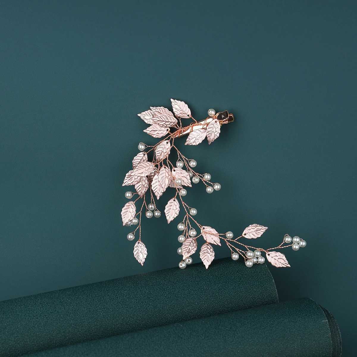 Handmade wedding hair comb pearl flower leaf bridal hair clip ladies wedding hair ornamentX240913