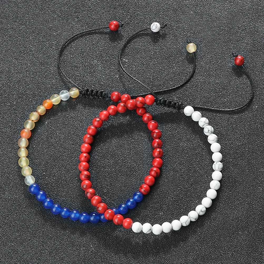 Fashionable Palestinian flag color natural stone bead bracelet mens adjustable Asian countries womens bracelet jewelry friend W240913