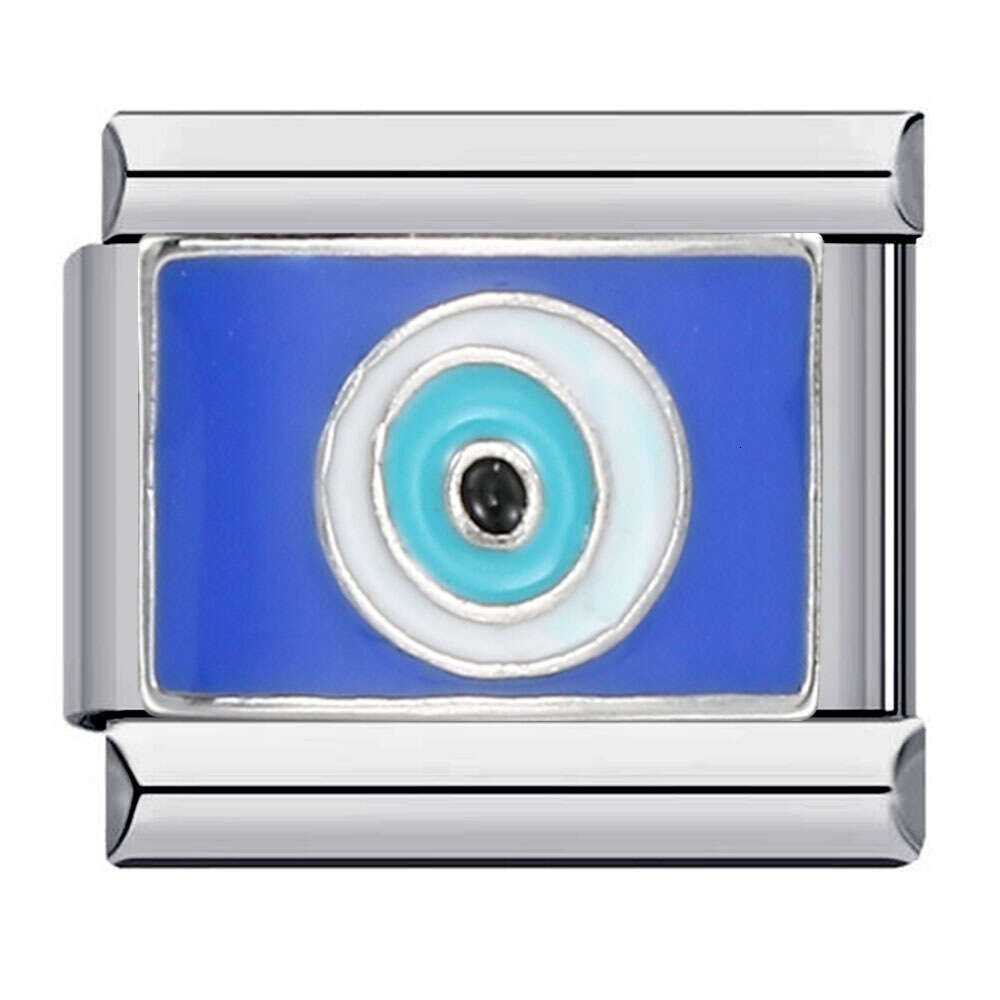 New Devil's Eye Bead Titanium Steel Welding Enamel Cartoon DIY Elastic Bracelet Italian Charm Links Fit 9Mm Bracelet Jewelry DIY Making Gifts