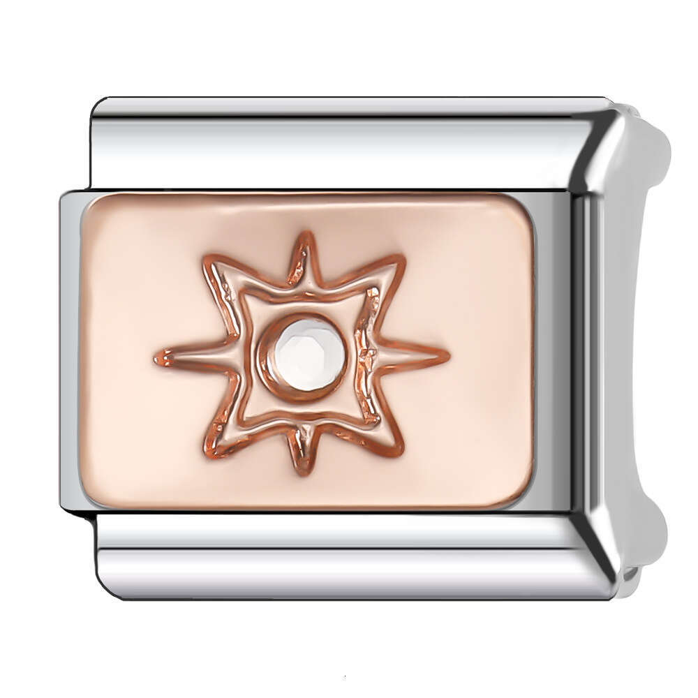 New Women's Gift Rose gold color Love Lock Bead Italian Charms Links Bangle Beads Fit 9mm Stainless Steel Bracelet Making DIY For Women Fashion J