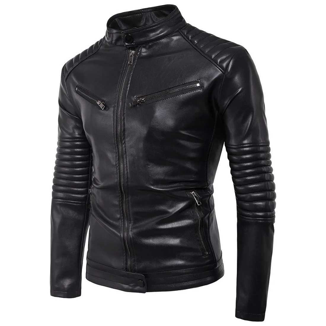 New Mens Coats Biker Pull Style Leather Jacket Handsome Leather Jacket TrendX240913