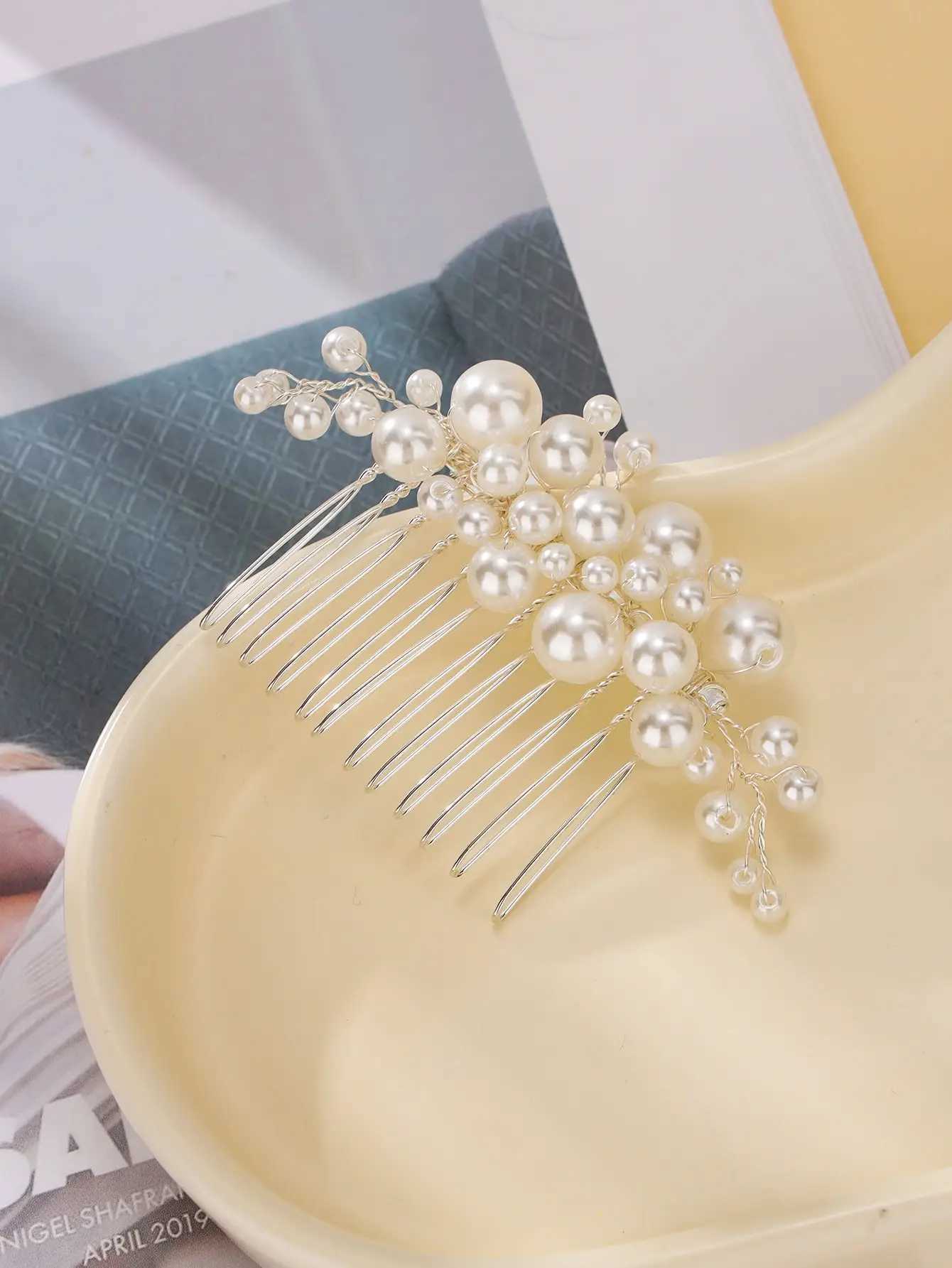 Elegant pearl wedding hair comb bridal side comb piece wedding hair ornament for women and girlsX240913