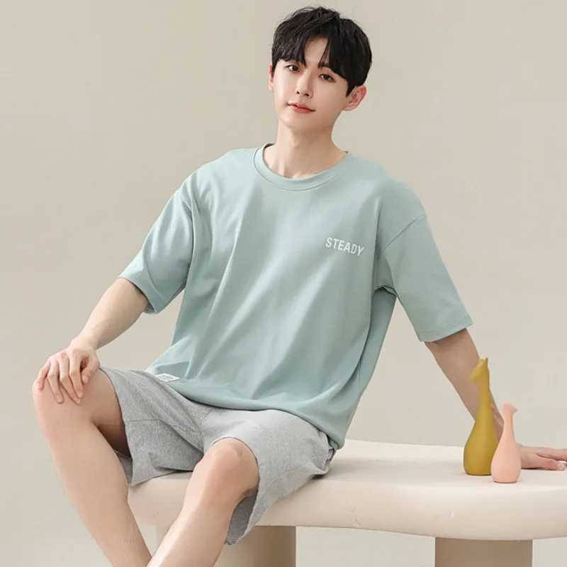 Two-Piece Summer Thin Modal Pajamas Mens Short-Sleeved Shorts Ice Silk Sense Homewear Suit Big Size L-4XL Sleepwear lounge set Y240913