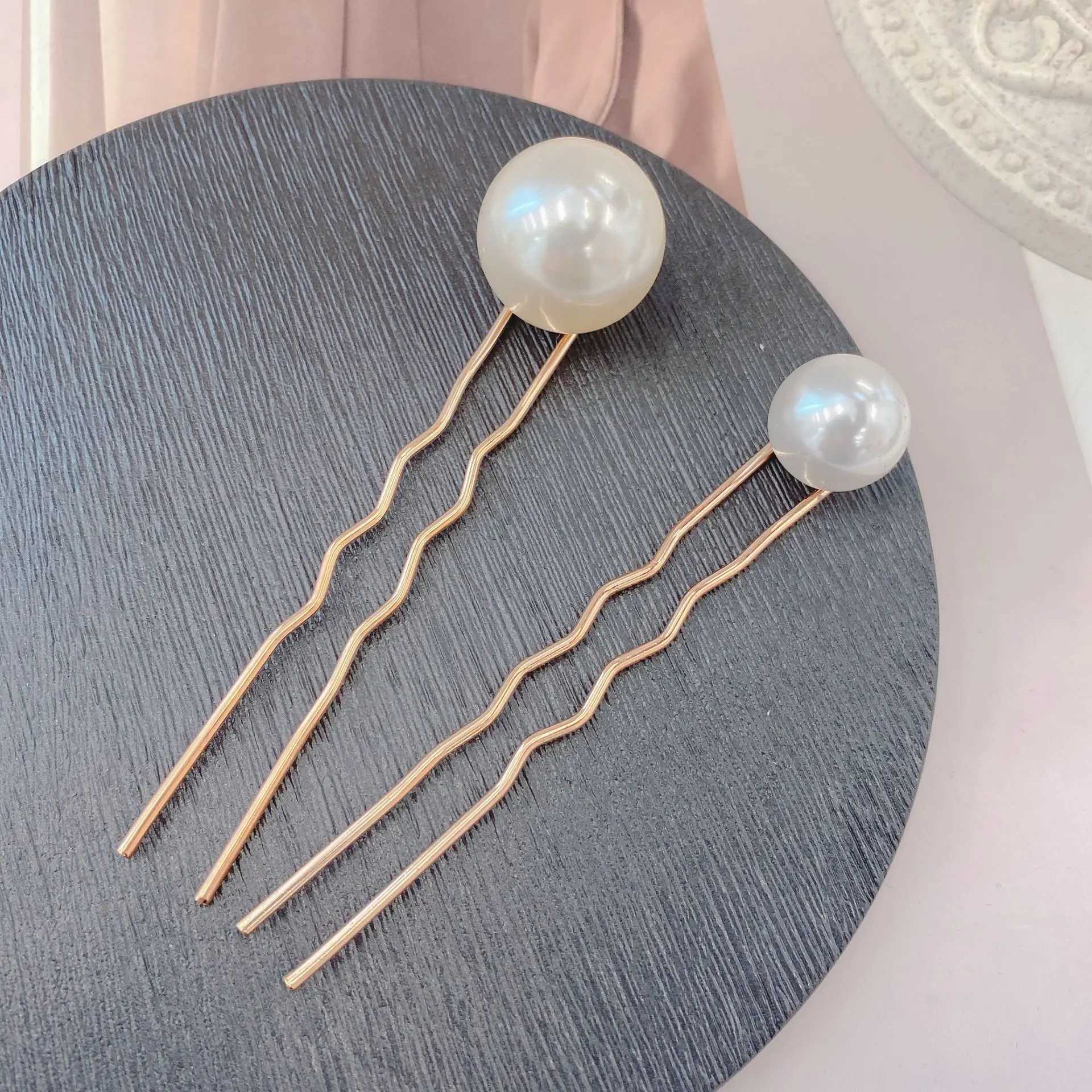 U Shaped Hairpins Hair Clips for Women Korean Style Elegant Metal Forks Vintage Pearl Styling Hairpins Hair Styling Tools GiftsX240913
