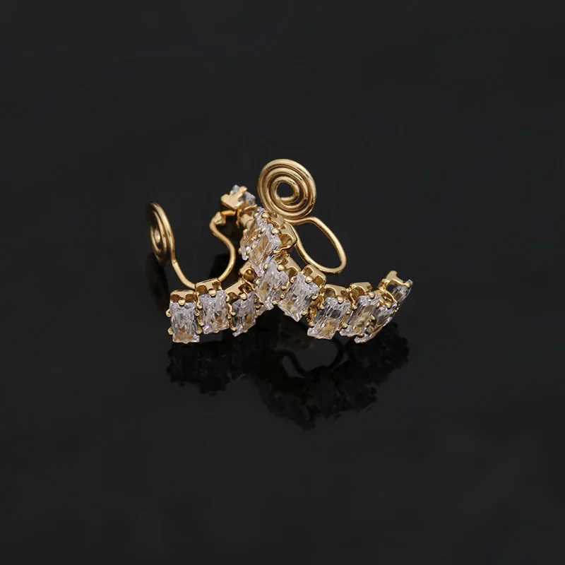GRACE JUN Cubic Zircon Material Spiral Clip on Earrings No Pierced for Women Luxury Cuff Earrings Stud Earrings Fashion JewelryX240913