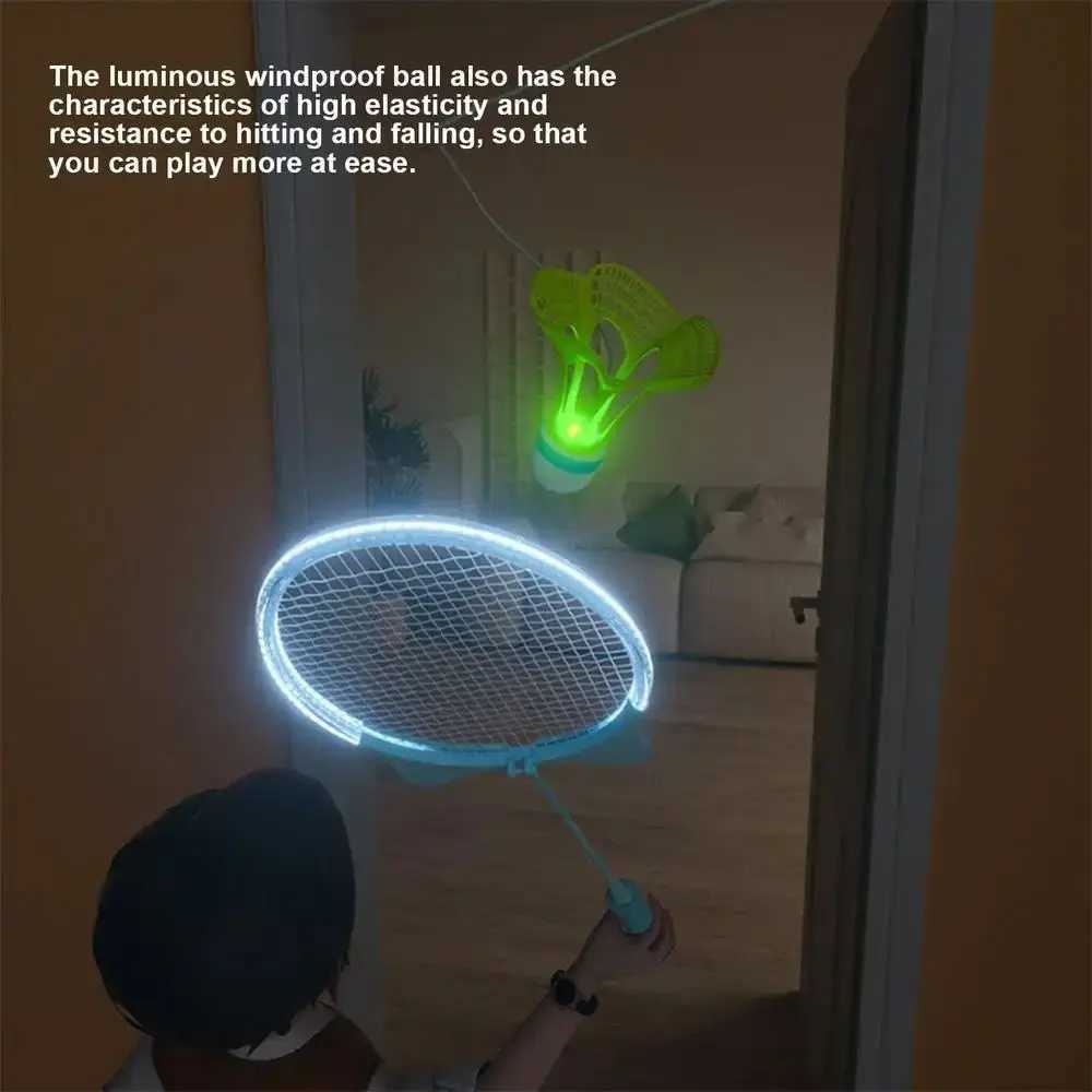 Self-Study Badminton Training Kit Night Light Shuttlecock with Elastic Ropes Windproof Badminton Outdoor Self Exercise Trainers Y240912