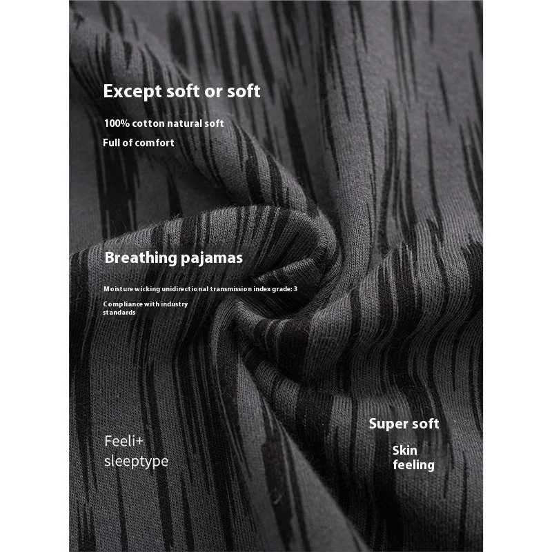 2pcs/Set Long-Sleeved Middle-Aged And Elderly Pajamas Mens Fall And Winter Casual Plus Size Black Mens Pajamas Homewear Breath Y240913